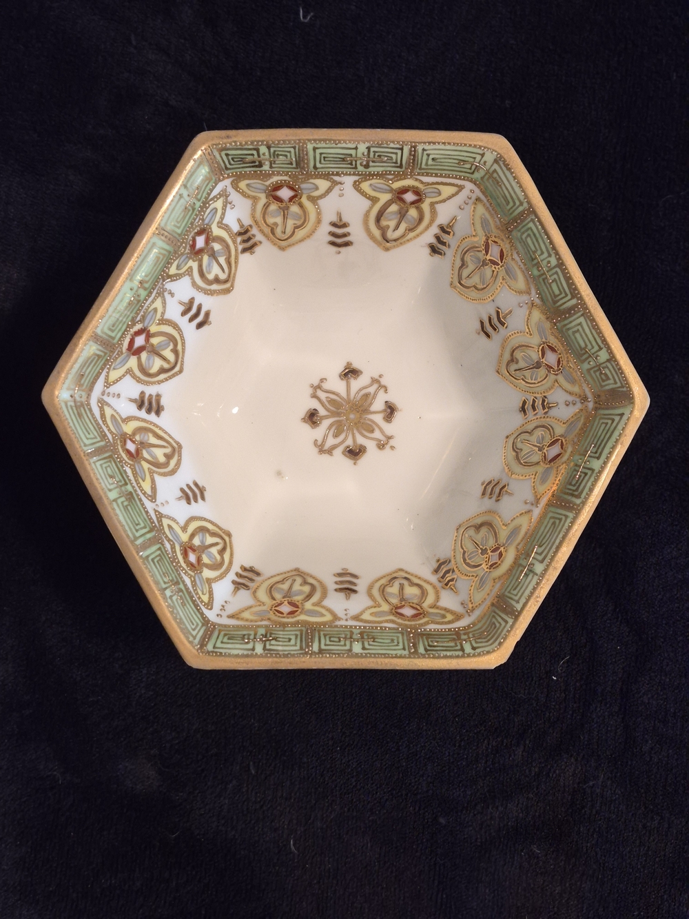 Antique Nippon Hand Painted Raised Gold Moriage Footed Bowl